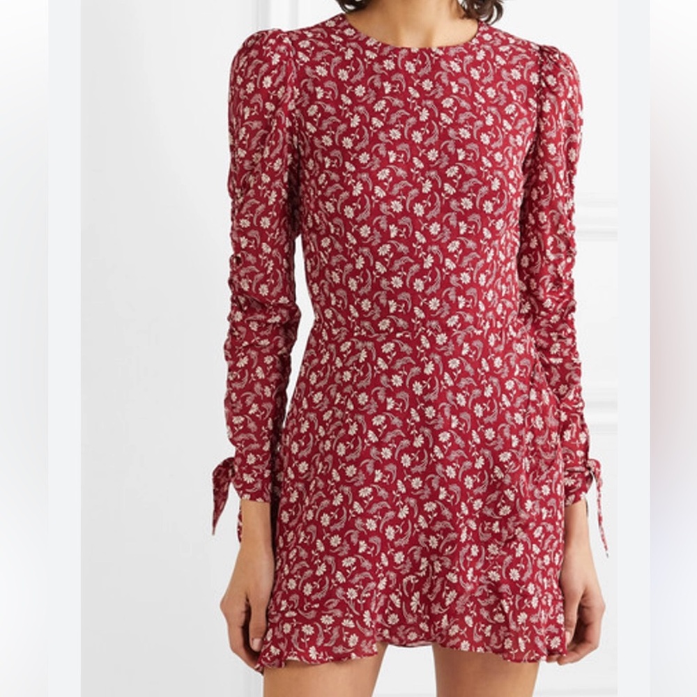 Reformation Long Sleeve Red & White Floral Dress Size 0/xs